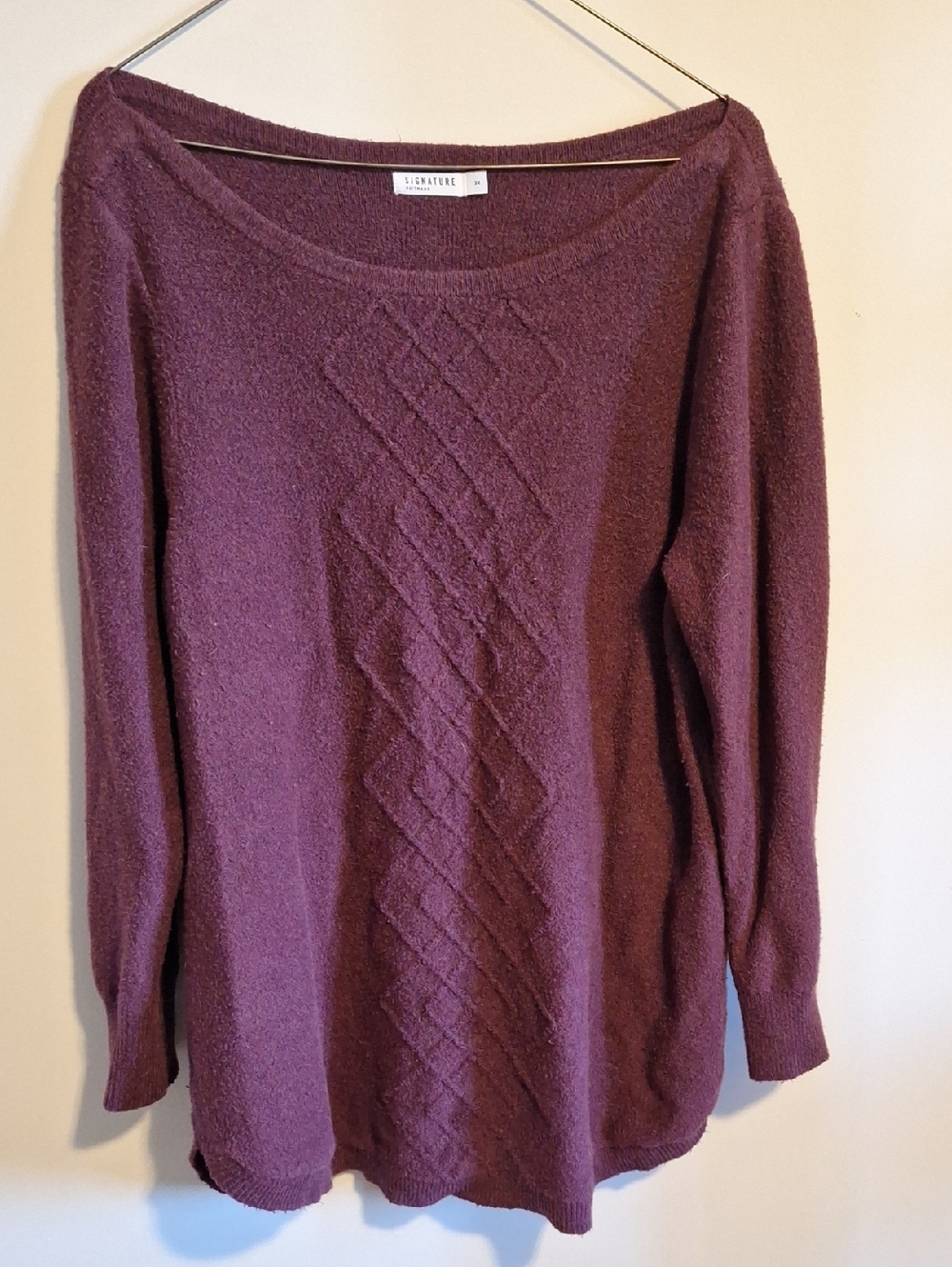 Reitmans Plum Cable-Front Scoop Neck Pullover